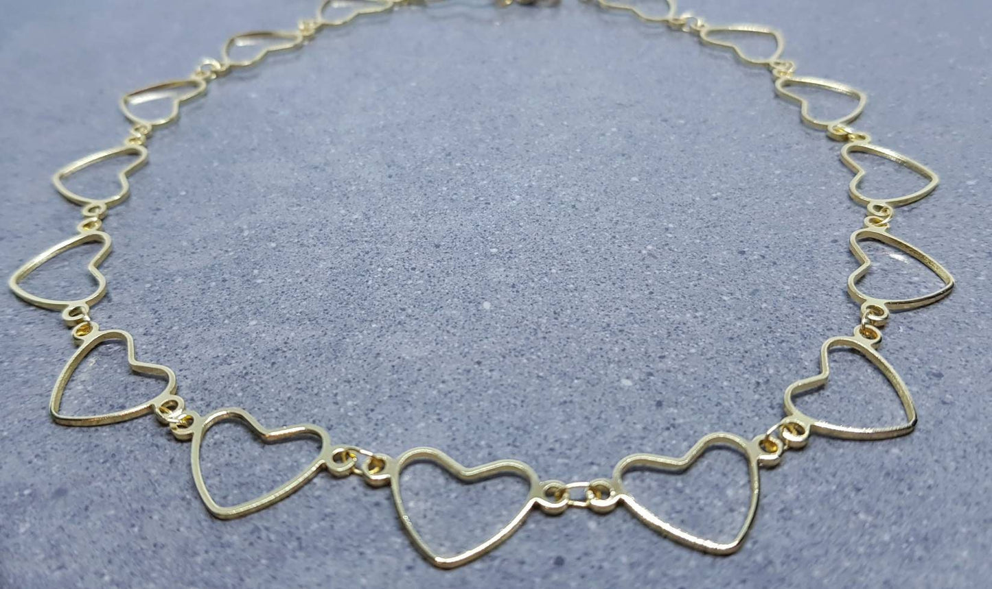 Heart Choker, Light Gold Plated Chain