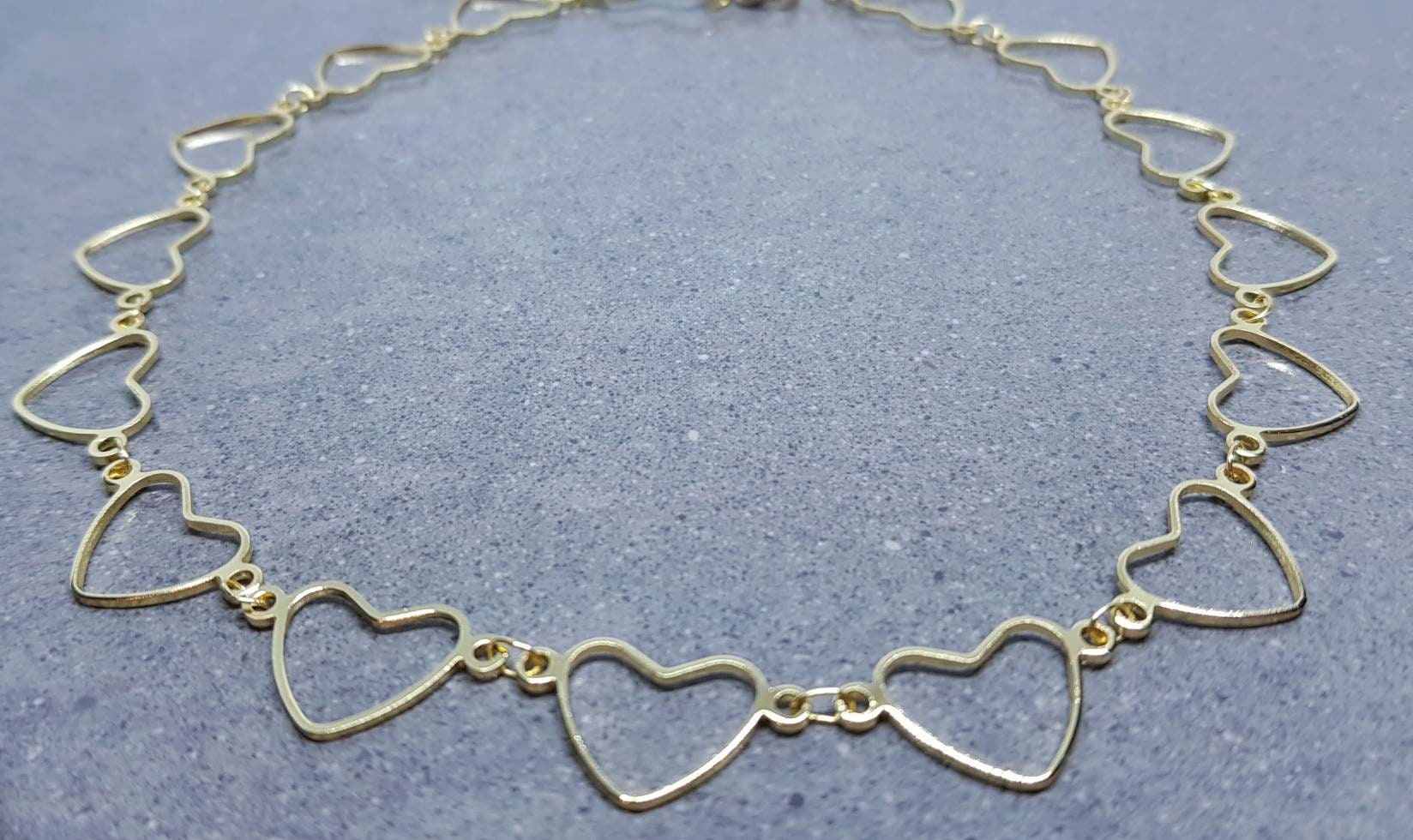 Heart Choker, Light Gold Plated Chain