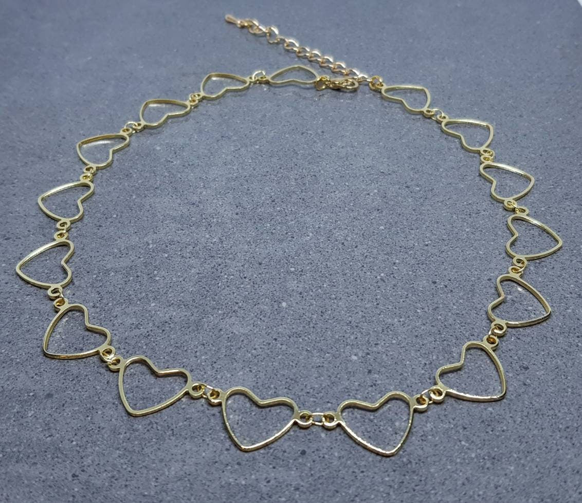 Heart Choker, Light Gold Plated Chain