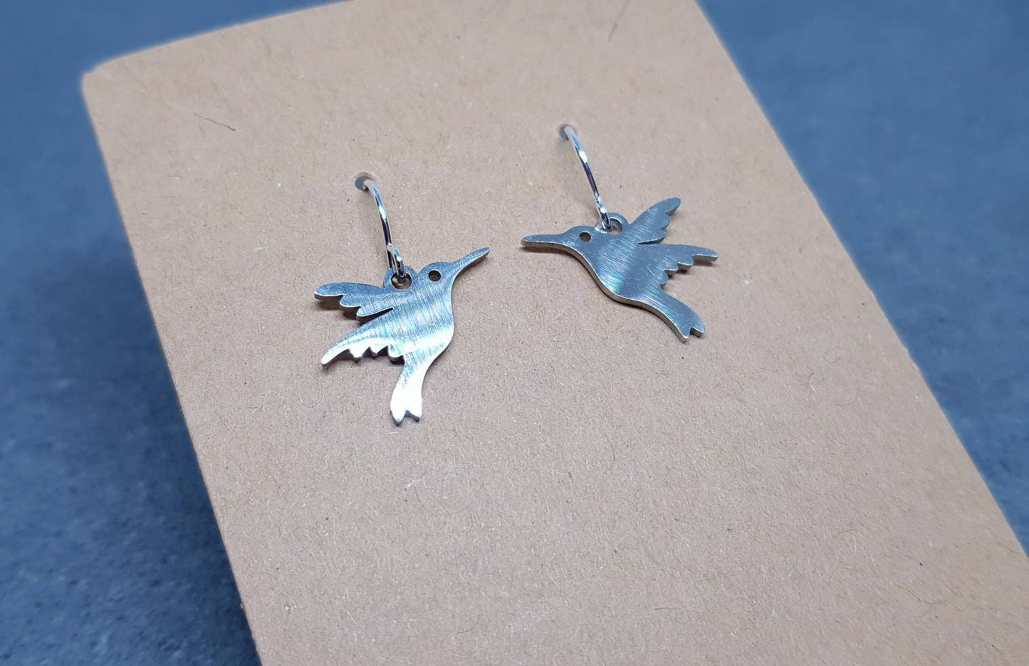 Hummingbird Earrings, Hypoallergenic Ear Wires, Silver Hummingbird Earrings, Silver Earrings, Stainless Steel Hummingbird Earrings