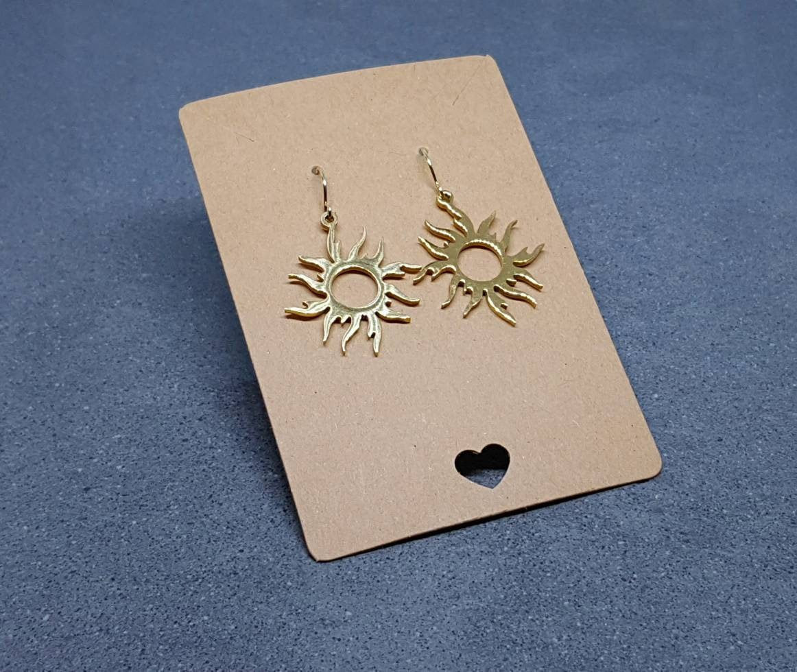 Large Sun Earrings, Hypoallergenic Ear Wires, Celestial Earrings, Gold Earrings, Stainless Steel Sun Earrings