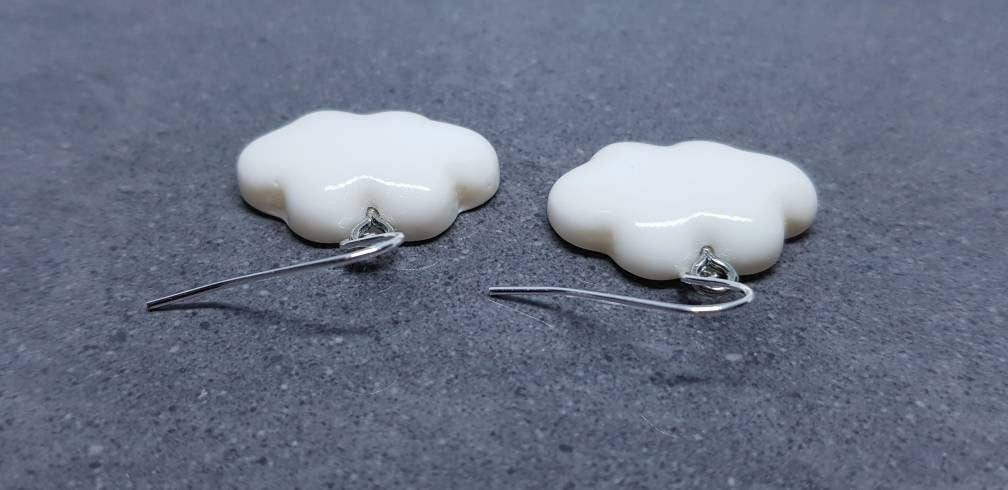 Cloud Earrings, Hypoallergenic Ear Wires, Sterling Silver Ear Wires