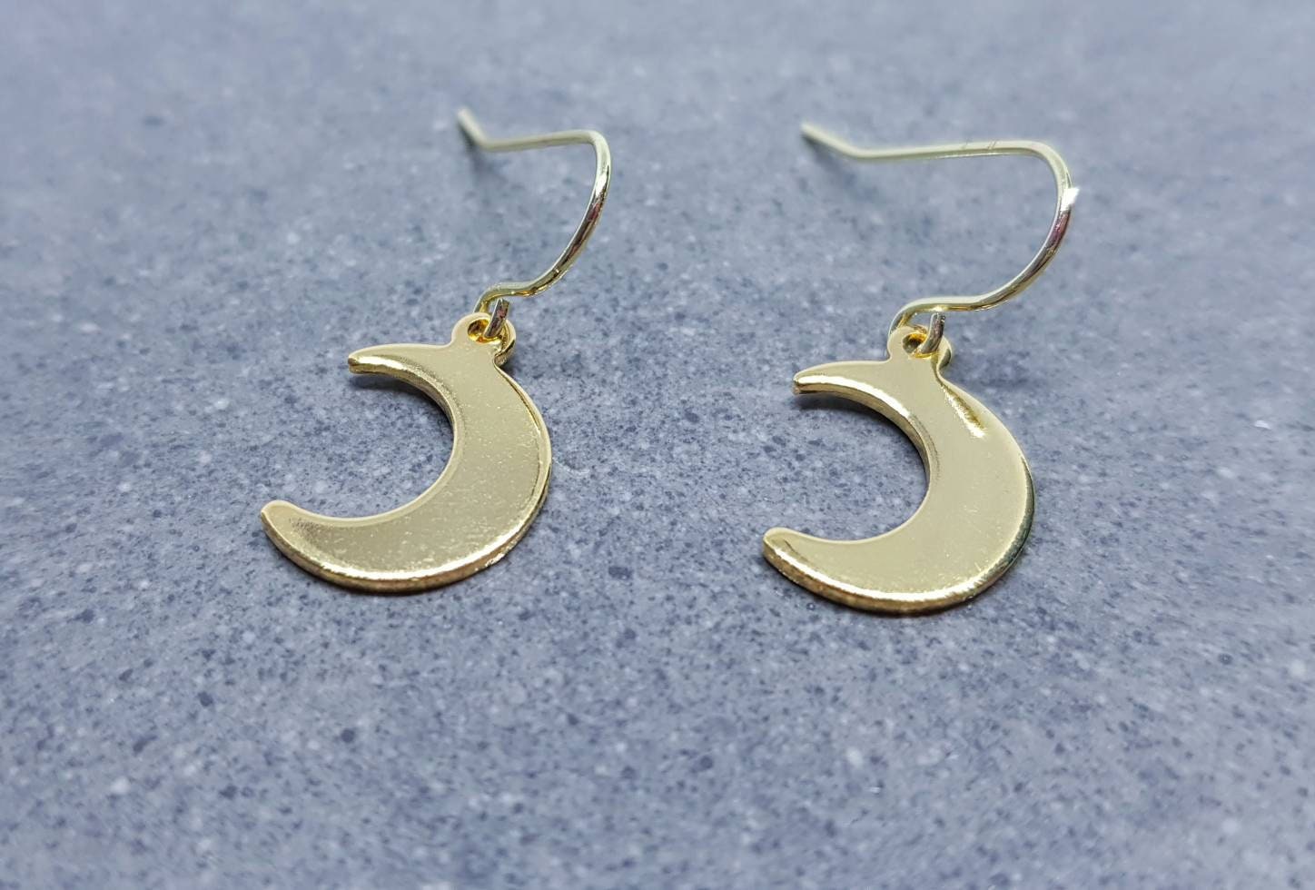 Crescent Moon Earrings, Hypoallergenic Earrings, Gold Stainless Steel Earrings, Moon Earrings