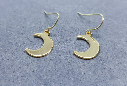 Crescent Moon Earrings, Hypoallergenic Earrings, Gold Stainless Steel Earrings, Moon Earrings