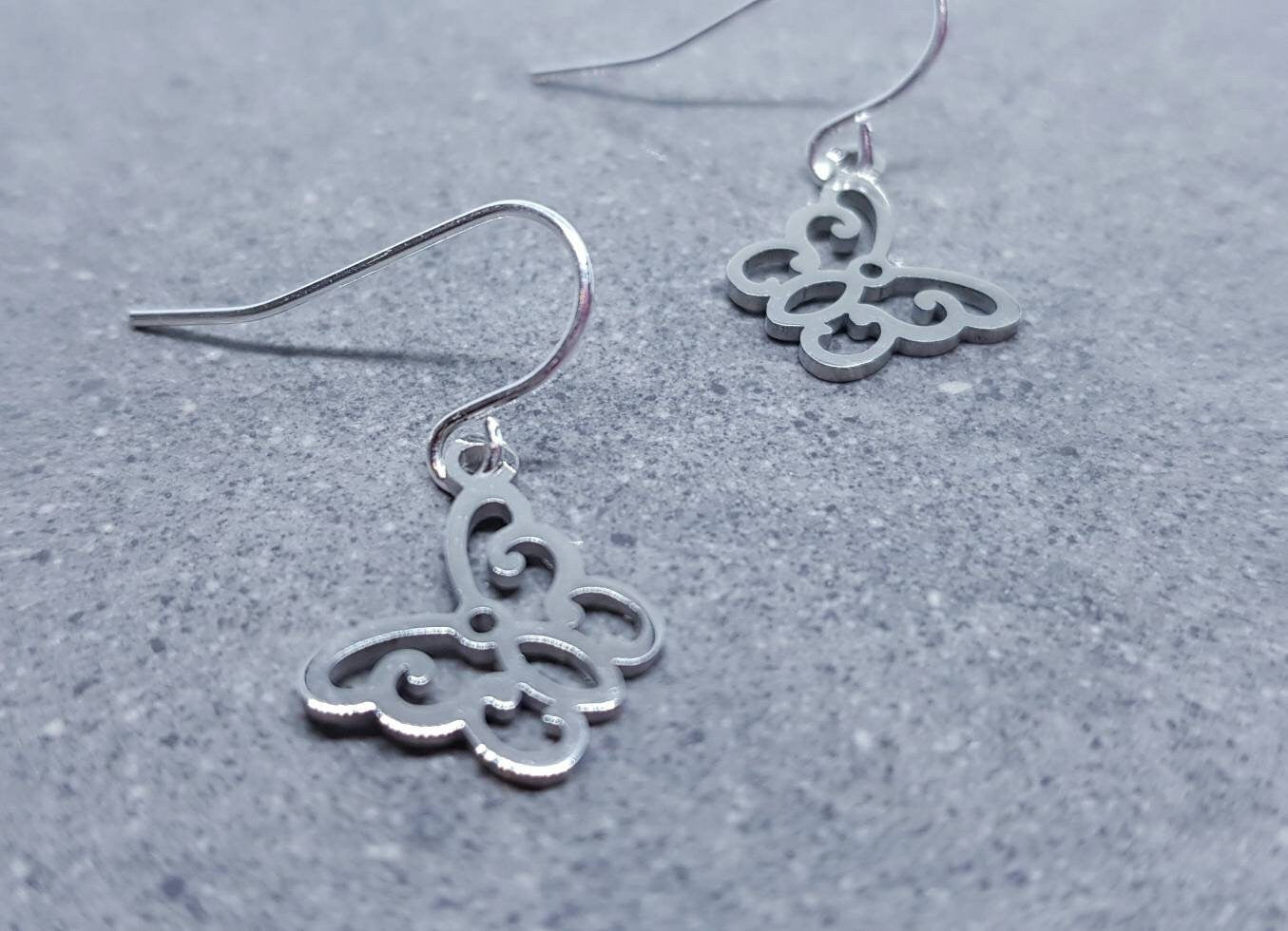 Butterfly Earrings, Hypoallergenic Ear Wires, Butterfly Gift, Silver Butterfly Earrings, Stainless Steel Butterfly Earrings