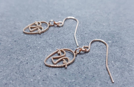 Abstract Face Earrings, Hypoallergenic Ear Wires, Minimalistic Earrings, Rose Gold Stainless Steel Earrings, Gift for her