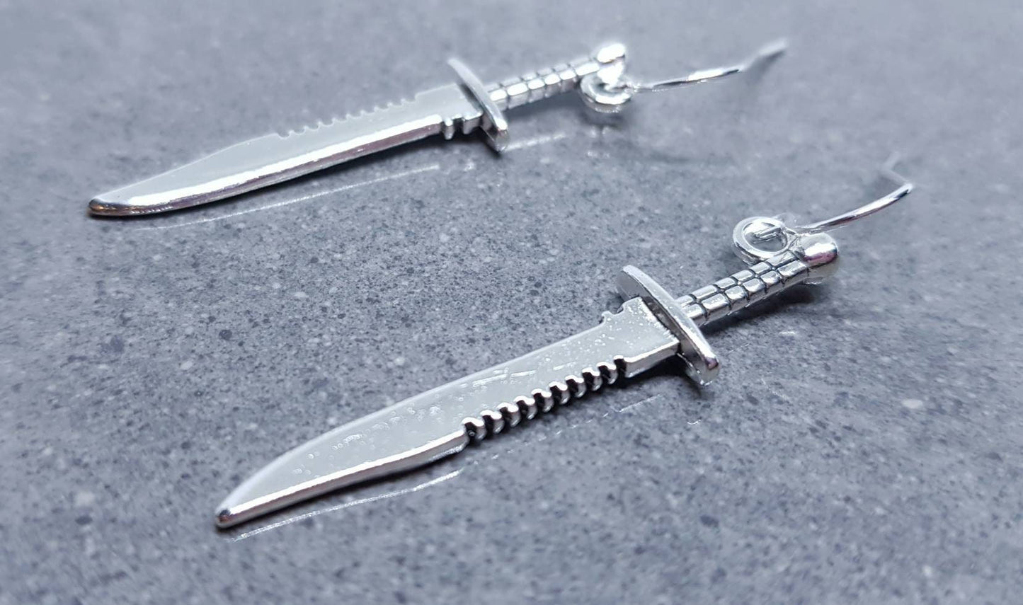 Dagger Earrings, Hypoallergenic Ear Wires, Sword Earrings, Gothic Jewellery