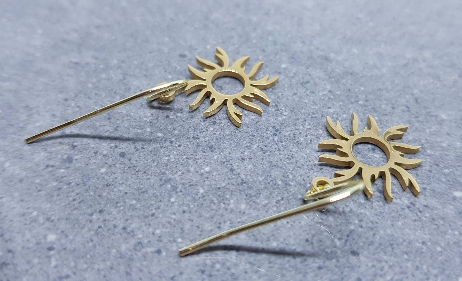 Sun Earrings, Hypoallergenic Ear Wires, Celestial Earrings, Gold Earrings, Stainless Steel Sun Earrings