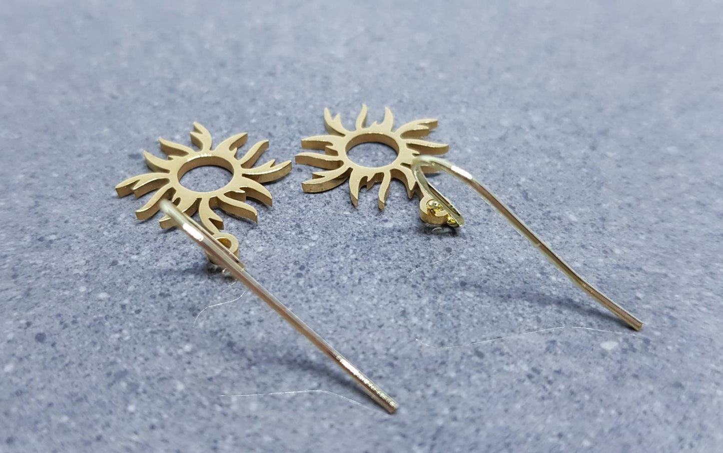 Sun Earrings, Hypoallergenic Ear Wires, Celestial Earrings, Gold Earrings, Stainless Steel Sun Earrings