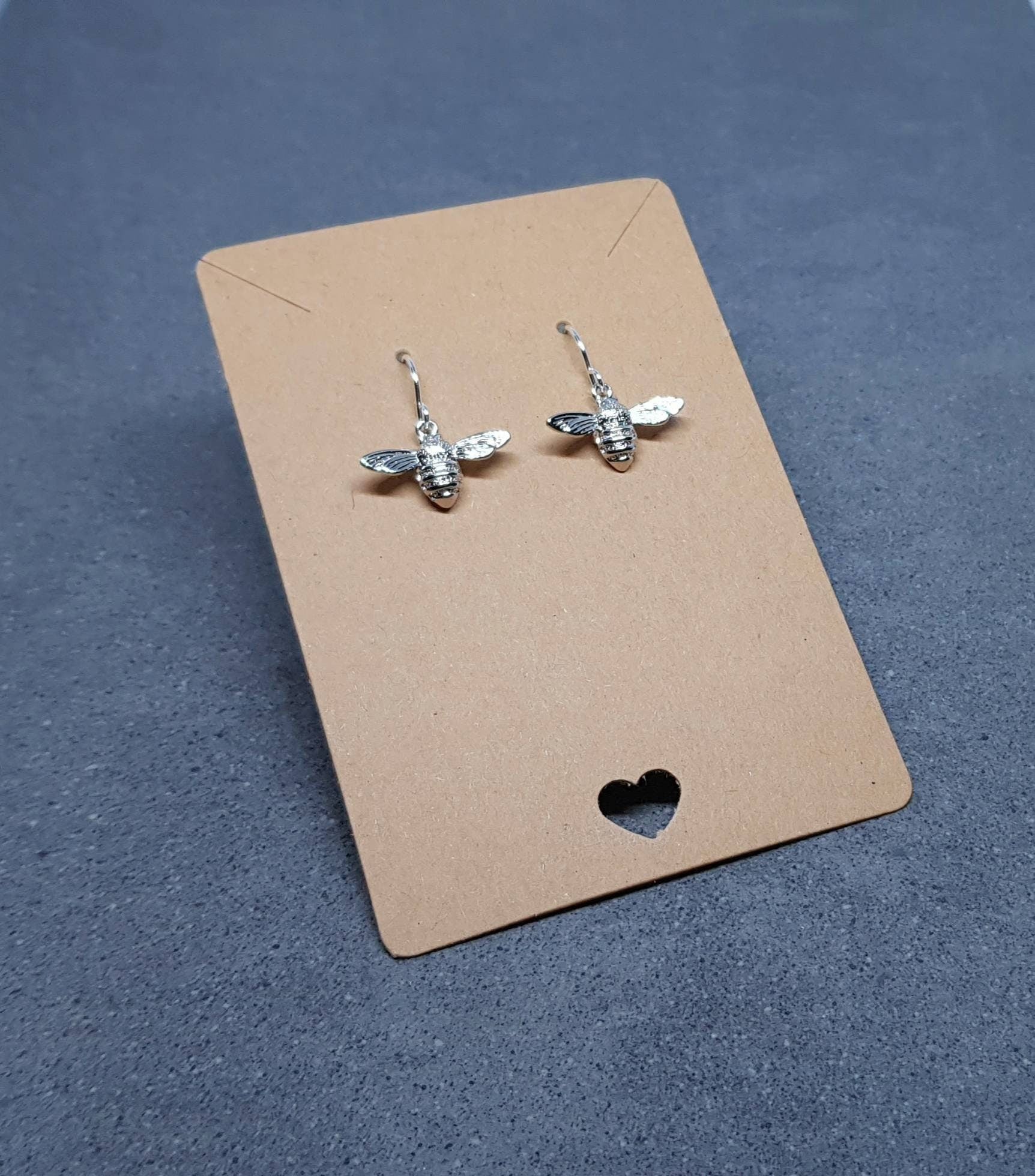 Bee Earrings, Hypoallergenic Ear Wires, Brass Bumble Bee Earrings, Nickel Free, Silver Earrings, Bee Lovers Earrings, Insect Earrings