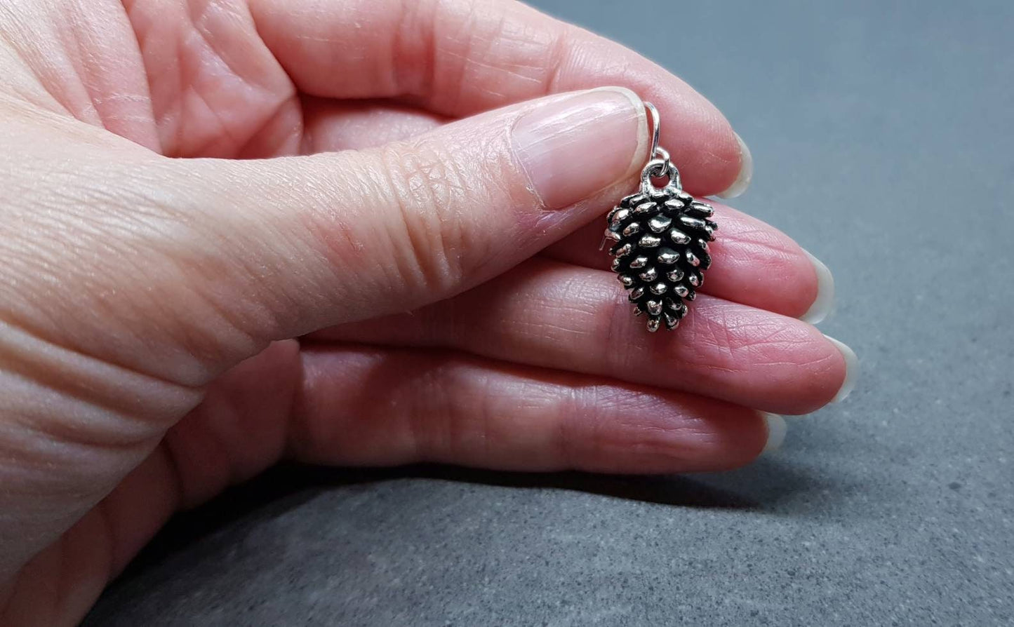 Silver Pinecone Earrings, Hypoallergenic Ear Wires, Autumn Winter Jewelry