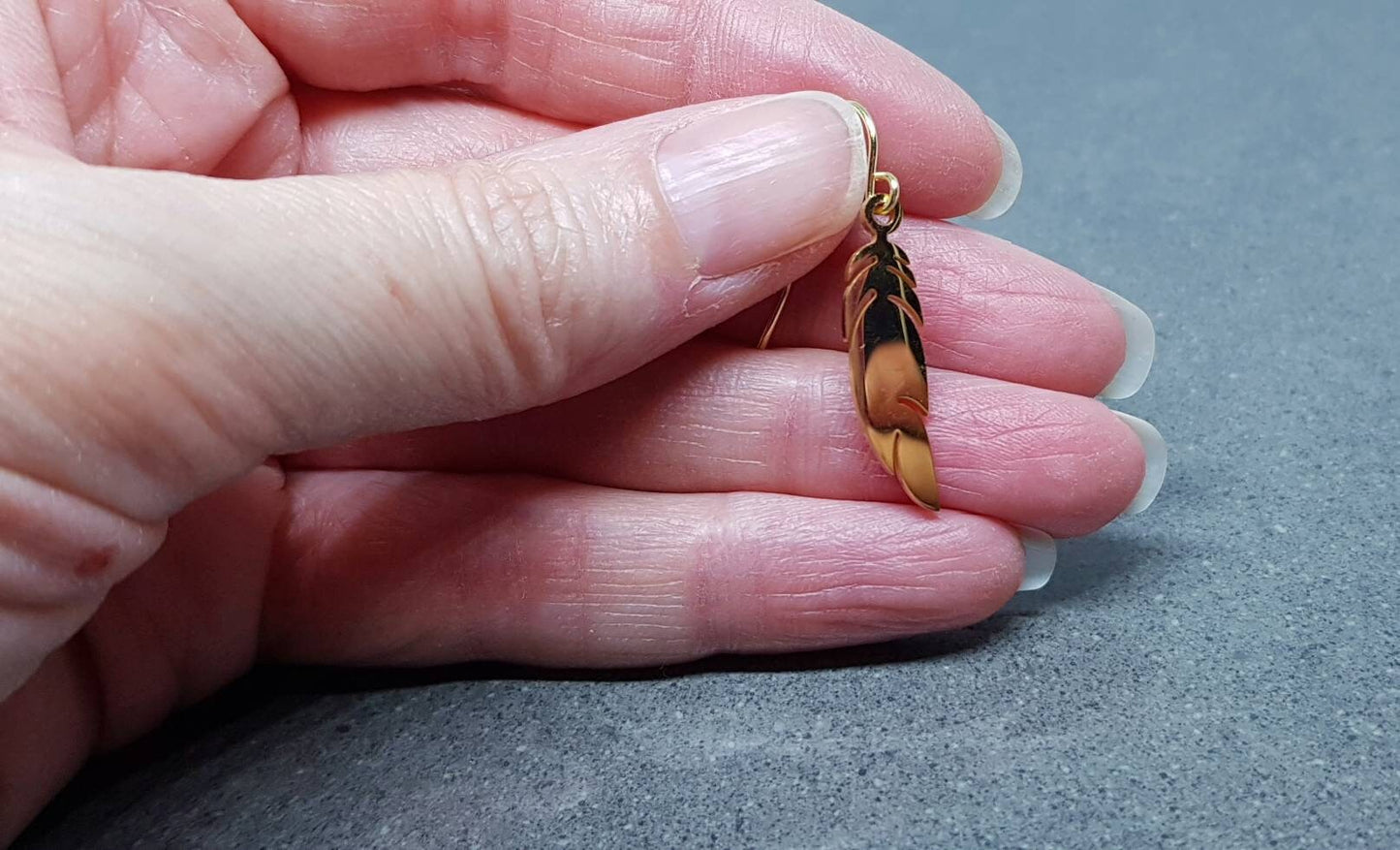 Feather Earrings, Hypoallergenic Ear Wires, Gold Feather Earrings, Gold Earrings, Stainless Steel Feather Earrings