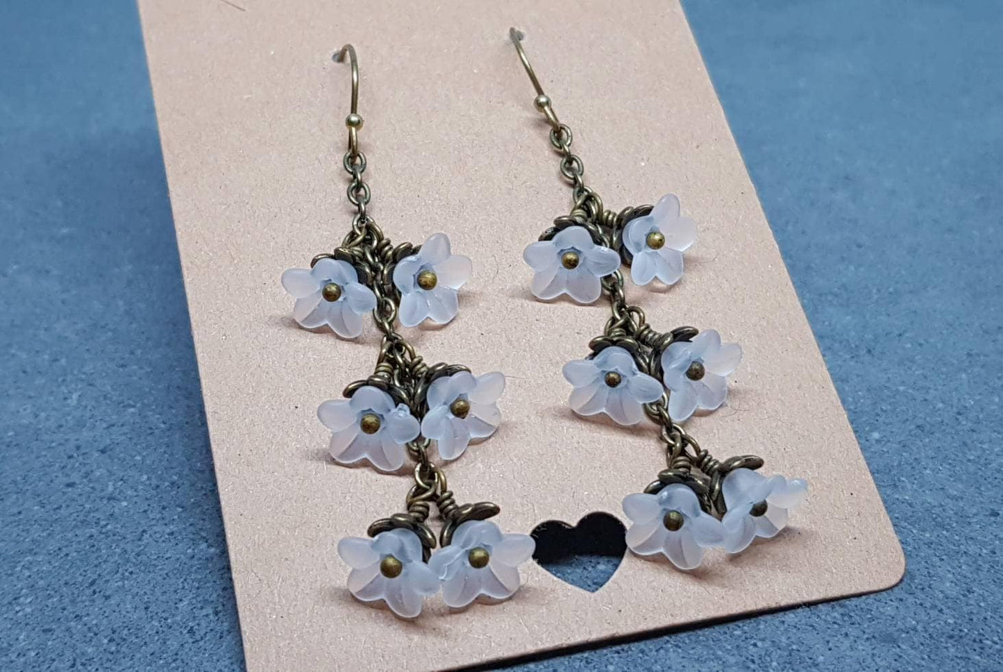 Flower Earrings, Hypoallergenic Ear Wires, White Earrings, Boho Jewelry, Simple Vintage Earrings