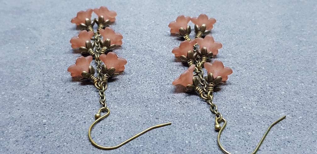 Flower Earrings, Hypoallergenic Ear Wires, Brown Earrings, Boho Jewelry, Simple Vintage Earrings