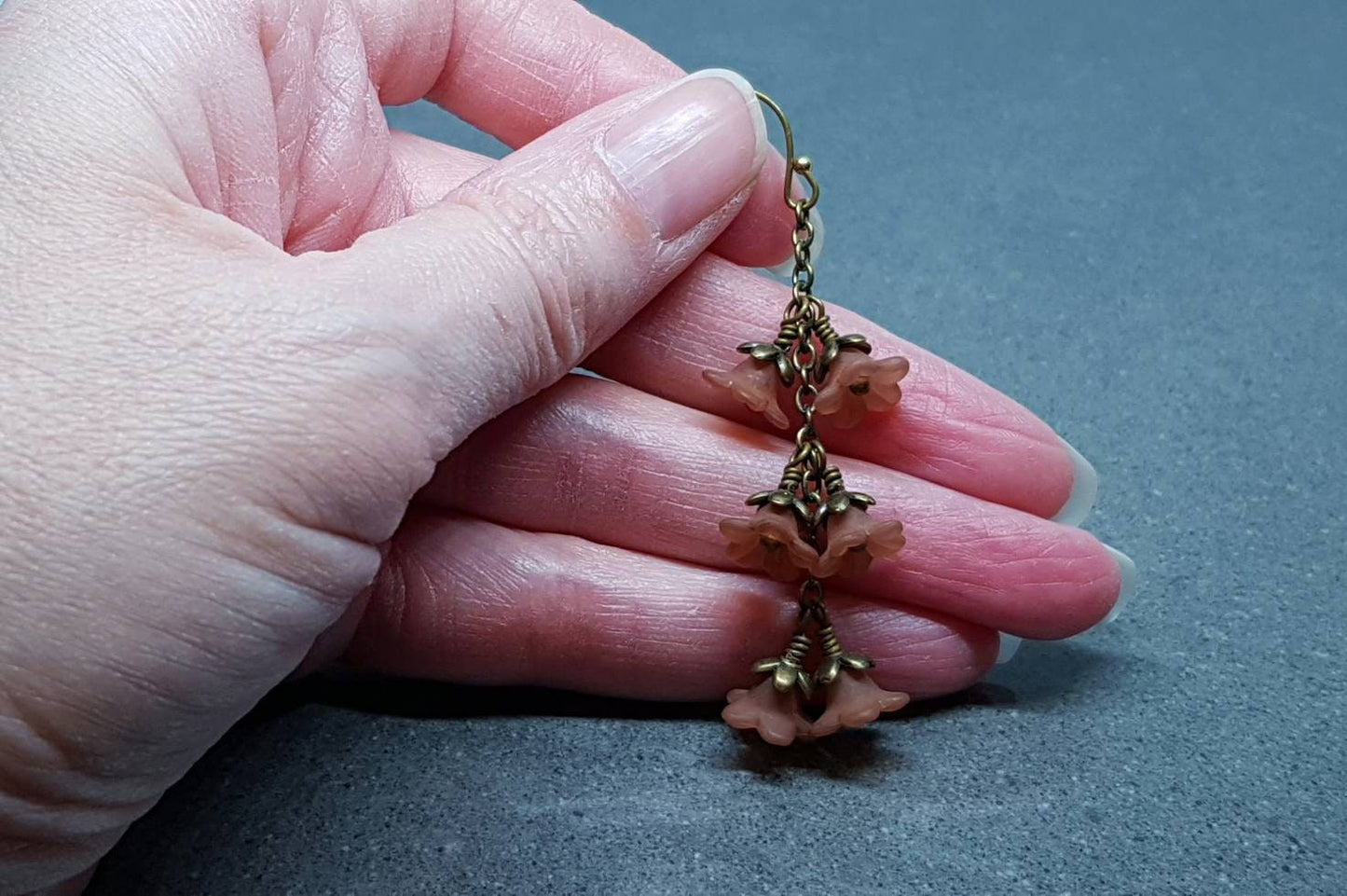 Flower Earrings, Hypoallergenic Ear Wires, Brown Earrings, Boho Jewelry, Simple Vintage Earrings