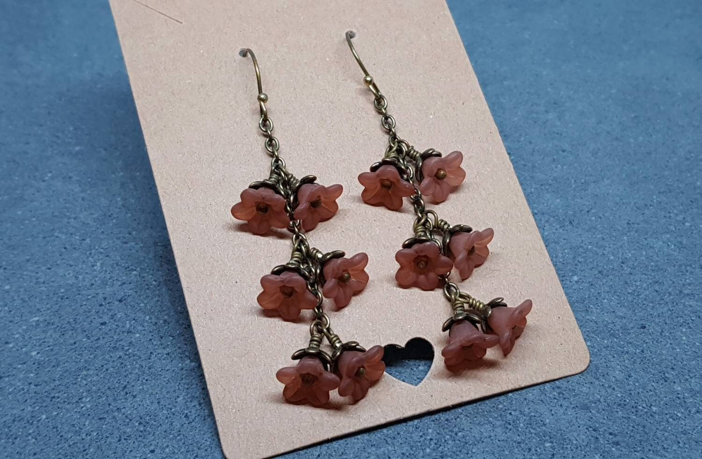 Flower Earrings, Hypoallergenic Ear Wires, Brown Earrings, Boho Jewelry, Simple Vintage Earrings