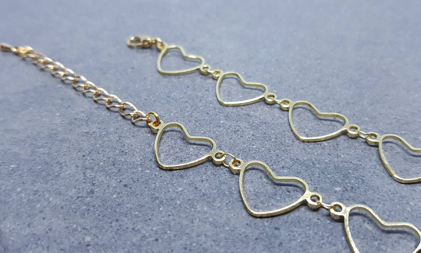 Heart Choker, Light Gold Plated Chain