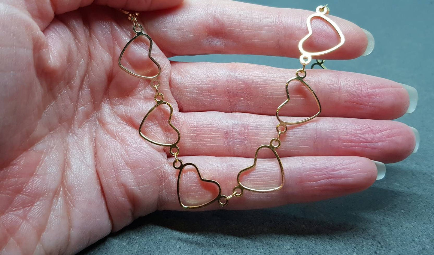 Heart Choker, Light Gold Plated Chain