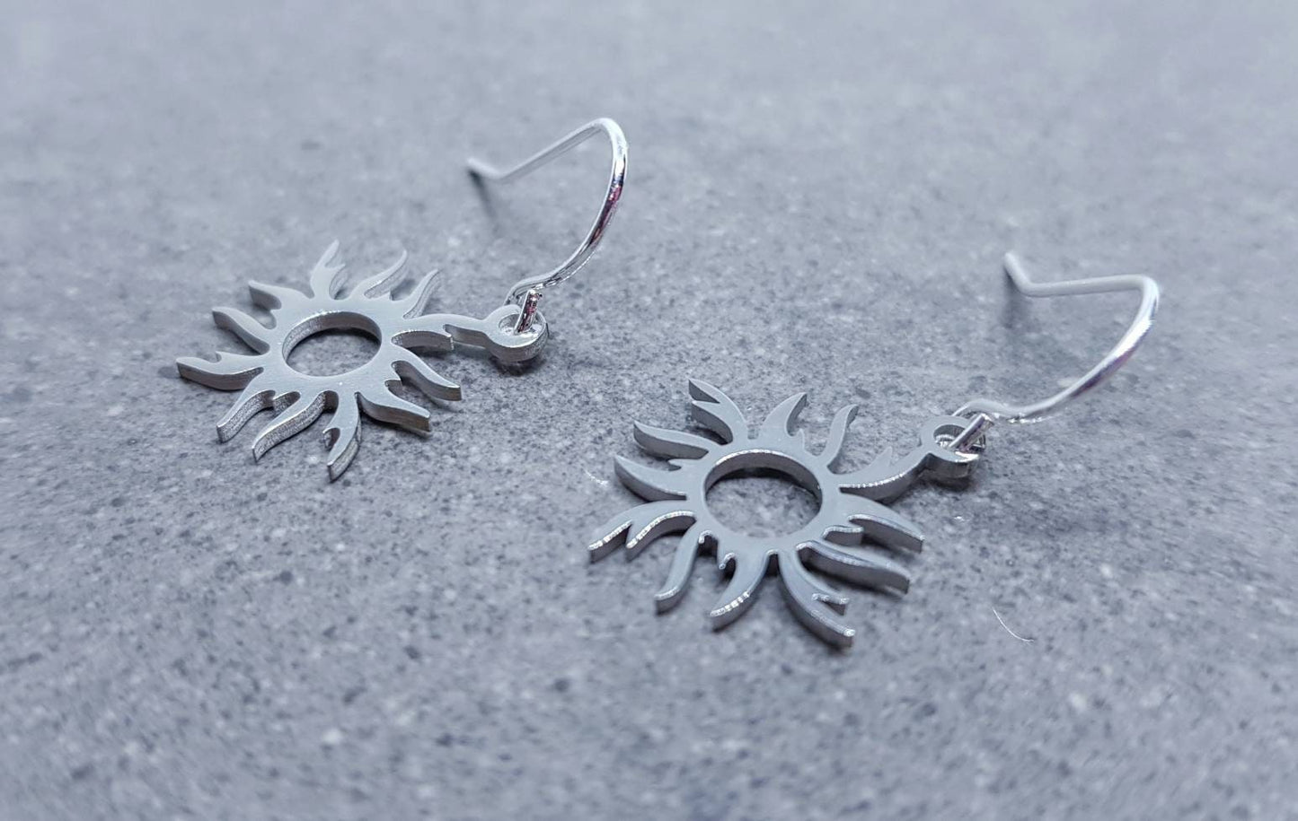Sun Earrings, Hypoallergenic Ear Wires, Celestial Earrings, Silver Earrings, Stainless Steel Sun Earrings