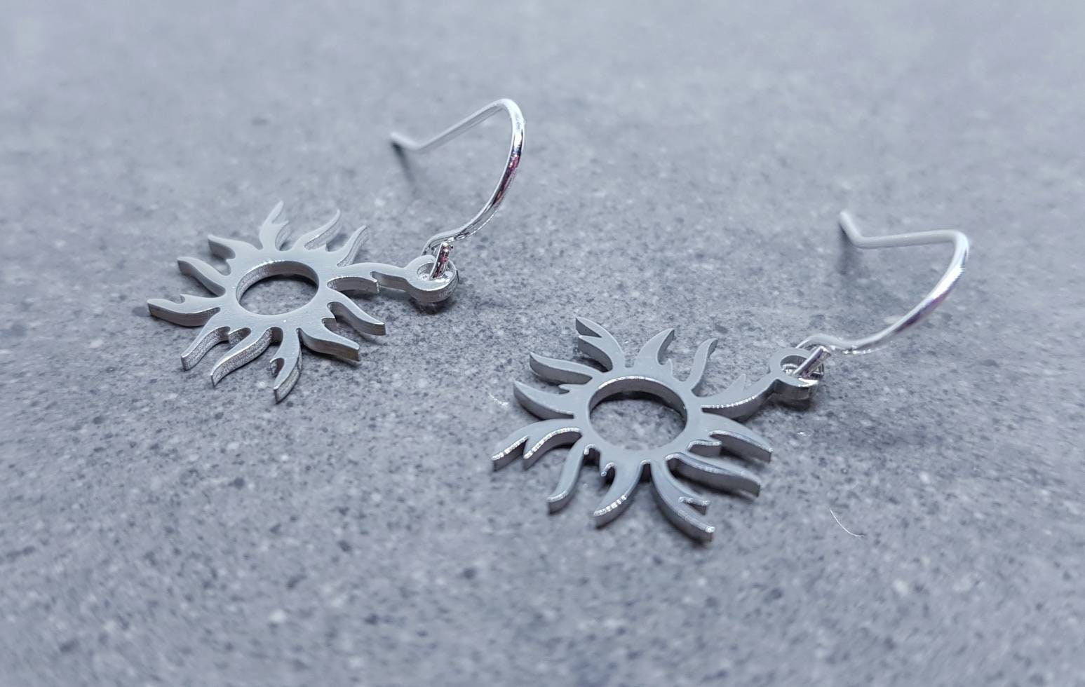 Sun Earrings, Hypoallergenic Ear Wires, Celestial Earrings, Silver Earrings, Stainless Steel Sun Earrings