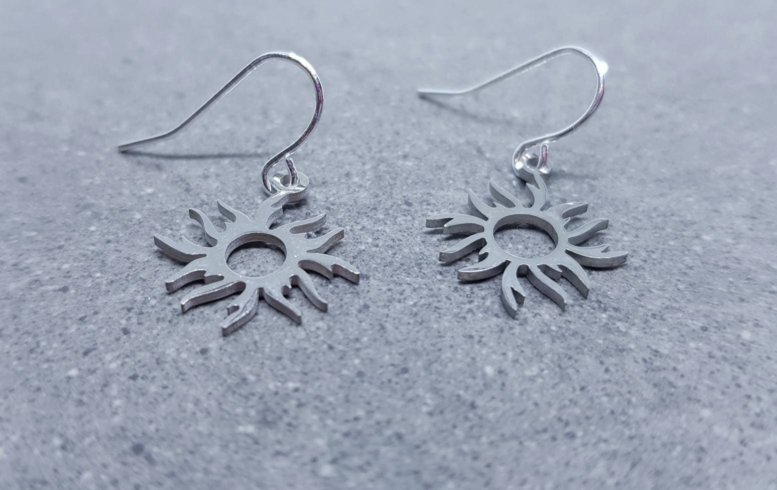 Sun Earrings, Hypoallergenic Ear Wires, Celestial Earrings, Silver Earrings, Stainless Steel Sun Earrings