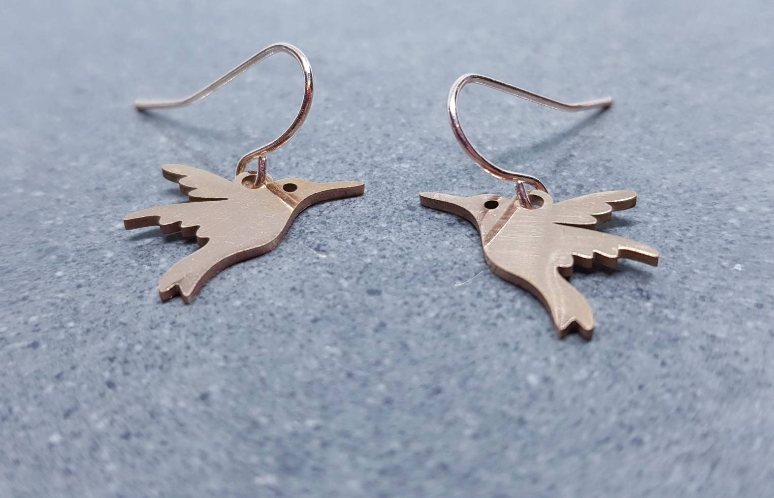 Hummingbird Earrings, Hypoallergenic Ear Wires, Rose Gold Hummingbird Earrings, Rose Gold Earrings, Stainless Steel Hummingbird Earrings