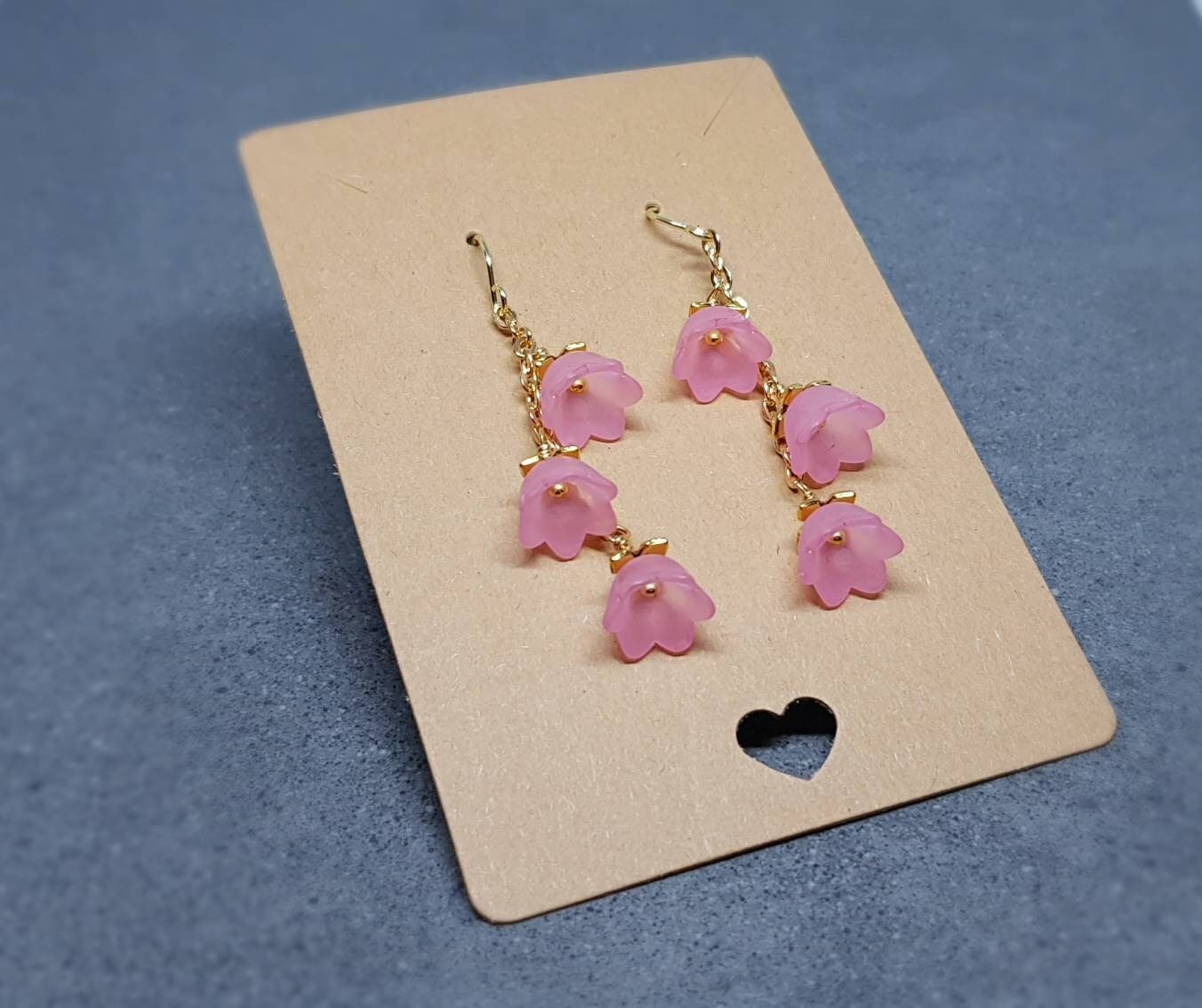 Flower Earrings, Hypoallergenic Ear Wires, Pale Pink Earrings, Boho Jewelry, Simple Vintage Earrings