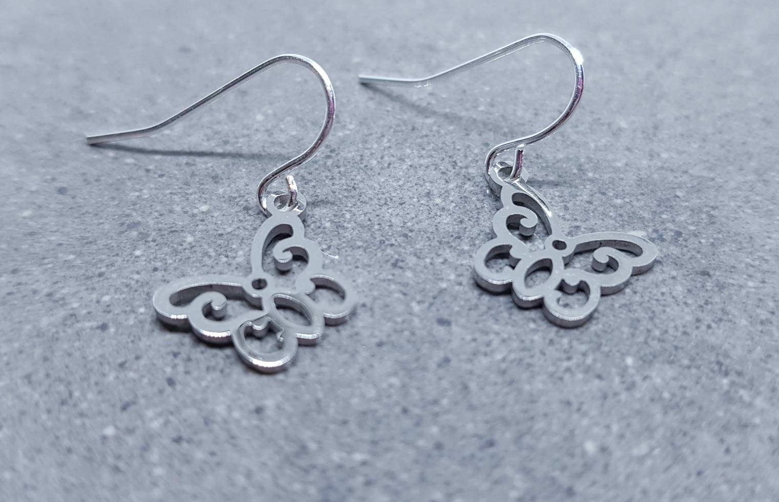 Butterfly Earrings, Hypoallergenic Ear Wires, Butterfly Gift, Silver Butterfly Earrings, Stainless Steel Butterfly Earrings