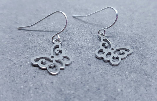 Butterfly Earrings, Hypoallergenic Ear Wires, Butterfly Gift, Silver Butterfly Earrings, Stainless Steel Butterfly Earrings