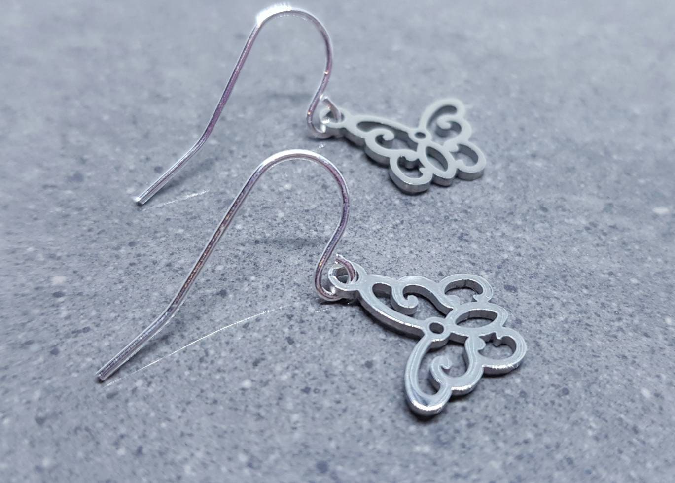 Butterfly Earrings, Hypoallergenic Ear Wires, Butterfly Gift, Silver Butterfly Earrings, Stainless Steel Butterfly Earrings