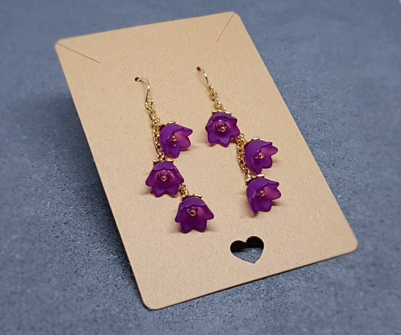 Flower Earrings, Hypoallergenic Ear Wires, Purple Earrings, Deep Purple Earrings, Boho Jewelry, Simple Vintage Earrings