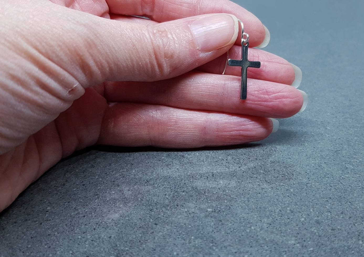 Silver Cross Earrings, Hypoallergenic Ear Wires, Stainless Steel, Cross Jewelry, Gothic Jewellery