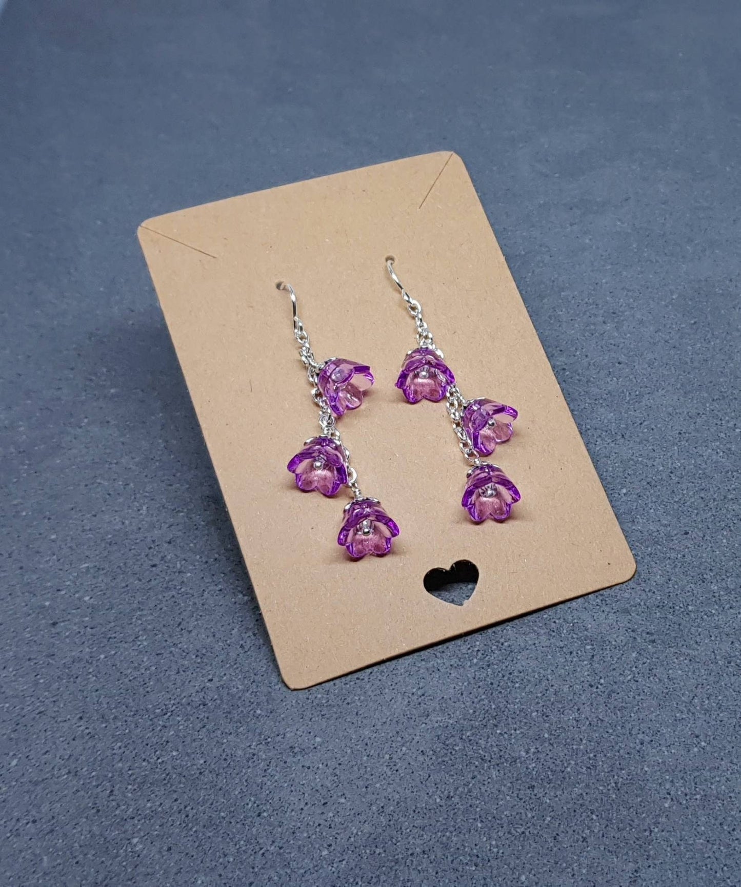 Flower Earrings, Hypoallergenic Ear Wires, Purple Earrings, Boho Jewelry, Simple Vintage Earrings
