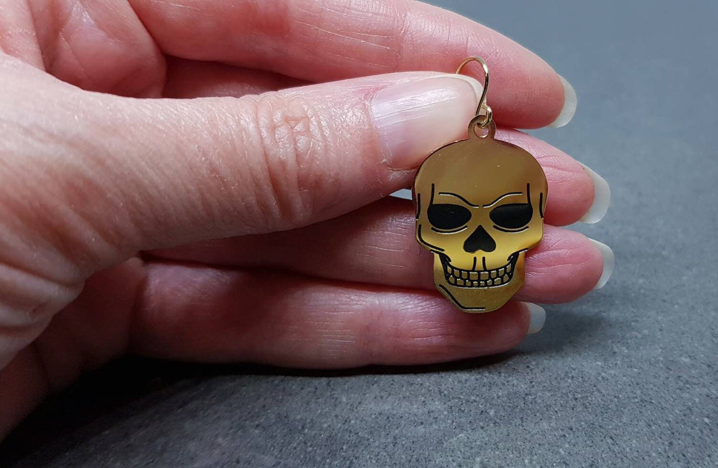 Skull Earrings, Hypoallergenic Ear Wires, Gold Stainless 14k gold plated Earrings, Gothic Earrings, Gothic Jewellery