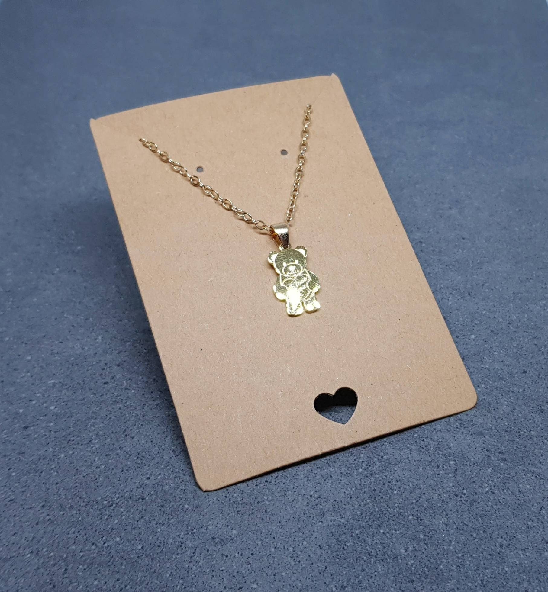Bear with I Love You, Stainless Steel Necklace, Gold Plated Chain