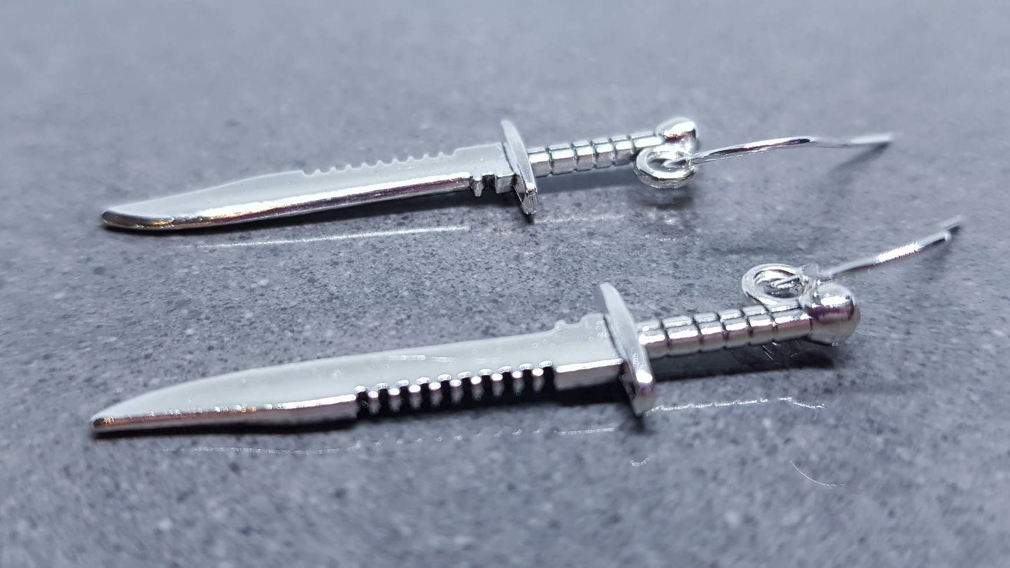 Dagger Earrings, Hypoallergenic Ear Wires, Choice of ear wires, Handmade Item, Gothic Jewellery, UK