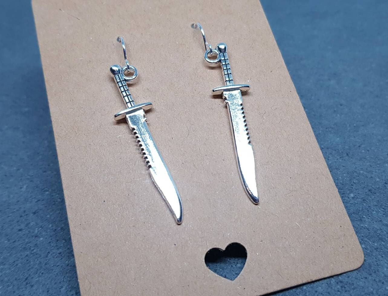 Dagger Earrings, Hypoallergenic Ear Wires, Choice of ear wires, Handmade Item, Gothic Jewellery, UK