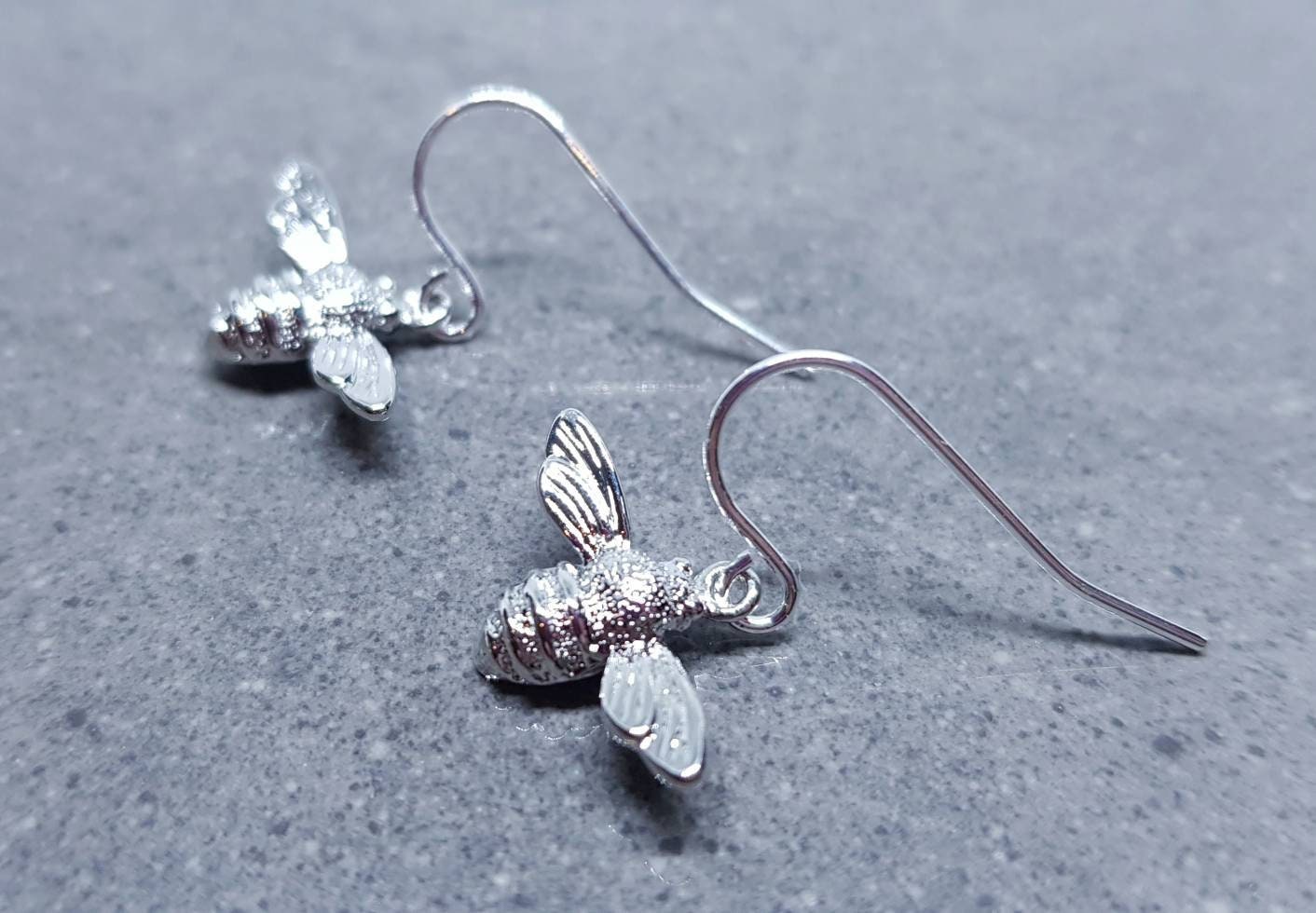 Bee Earrings, Hypoallergenic Ear Wires, Brass Bumble Bee Earrings, Nickel Free, Silver Earrings, Bee Lovers Earrings, Insect Earrings
