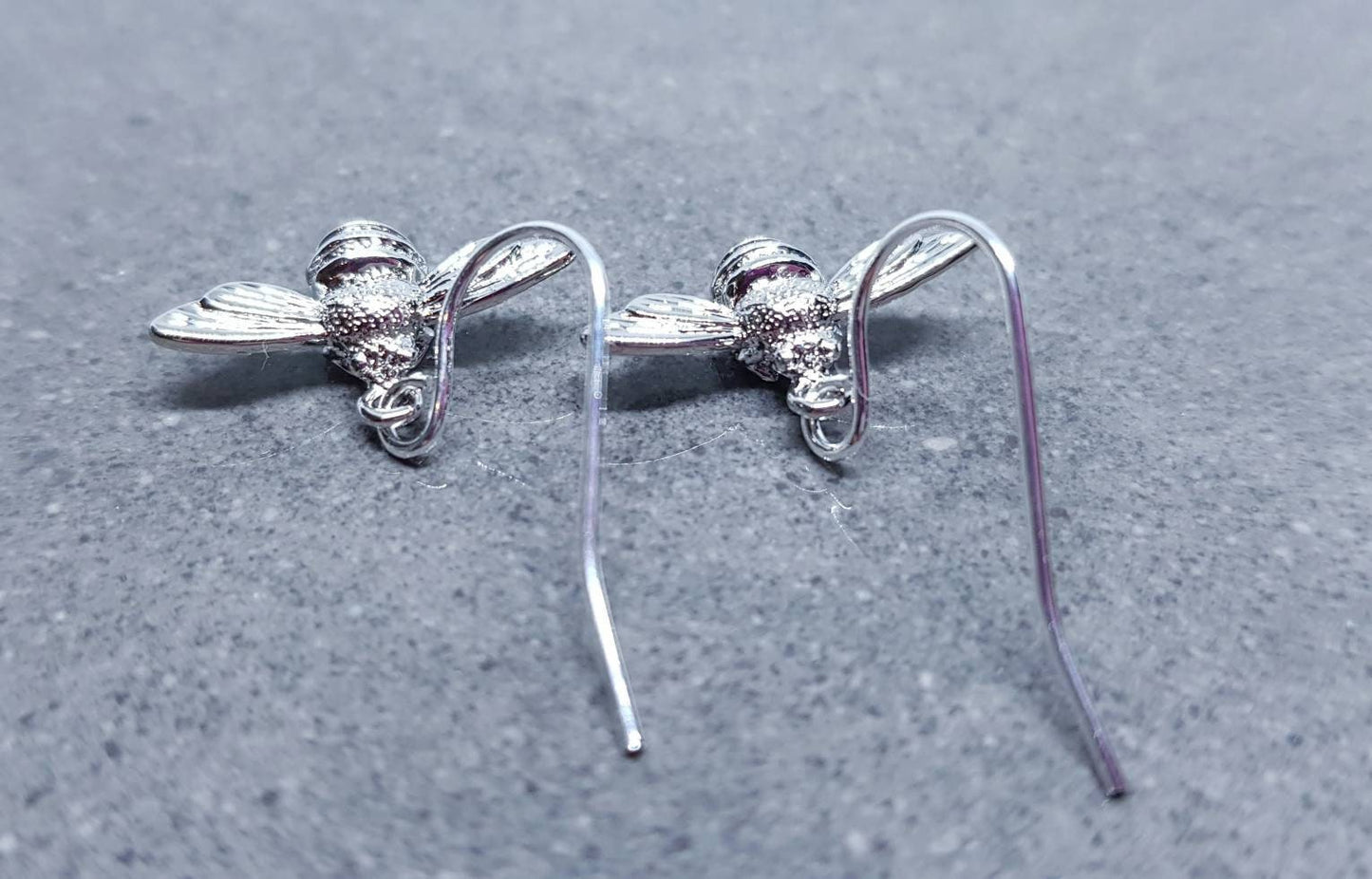 Bee Earrings, Hypoallergenic Ear Wires, Brass Bumble Bee Earrings, Nickel Free, Silver Earrings, Bee Lovers Earrings, Insect Earrings