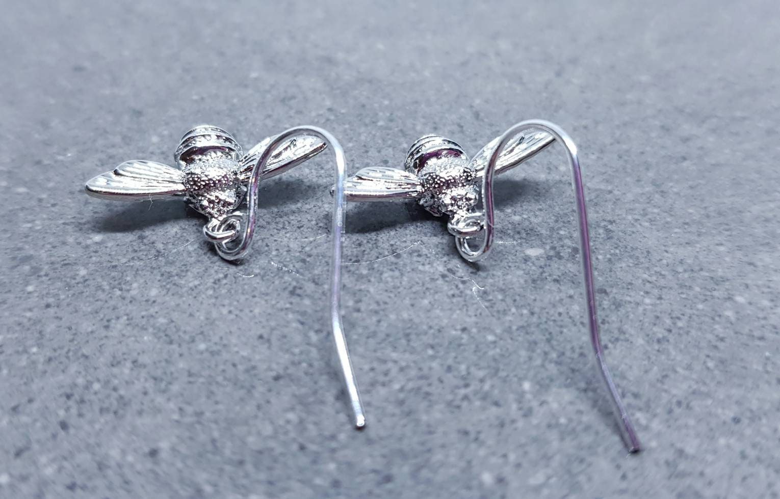 Bee Earrings, Hypoallergenic Ear Wires, Brass Bumble Bee Earrings, Nickel Free, Silver Earrings, Bee Lovers Earrings, Insect Earrings