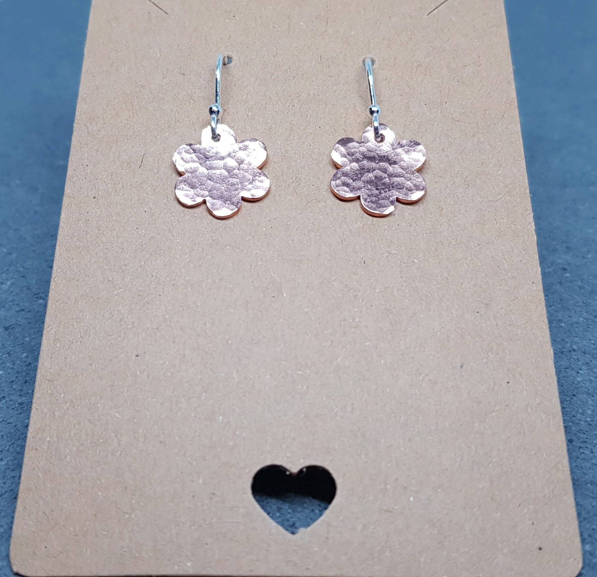 Daisy Earrings, Solid Copper Earrings, Sterling Silver Ear Wires, Copper Jewellery