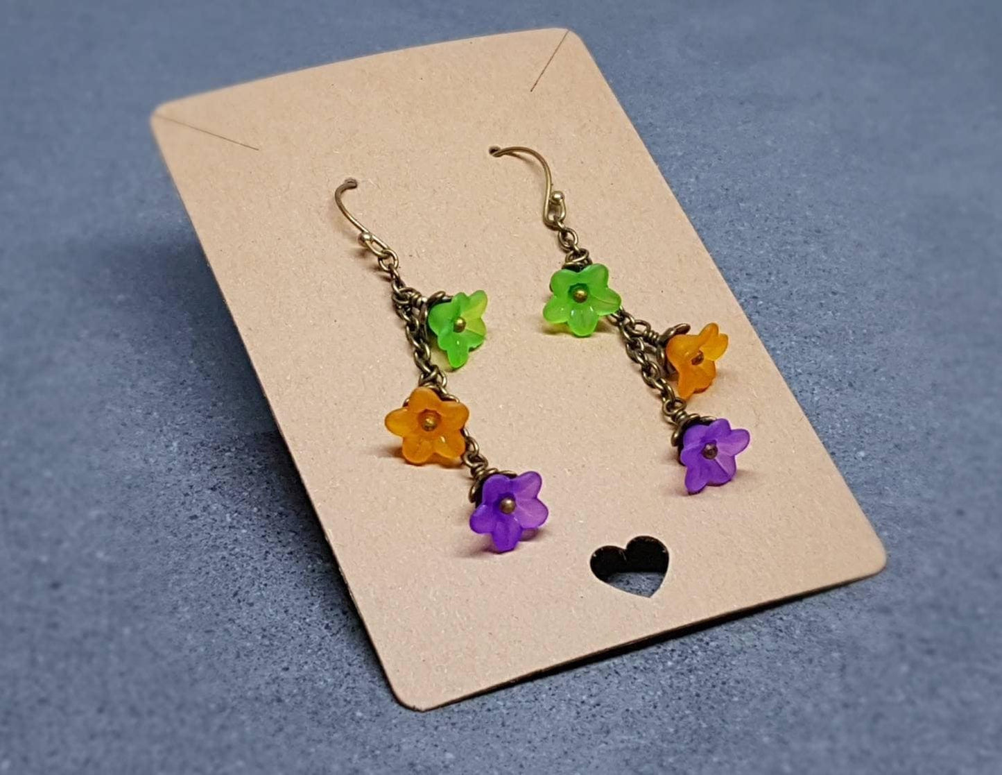 Flower Earrings, Hypoallergenic Ear Wires, Purple Earrings, Boho Jewelry, Halloween Earrings