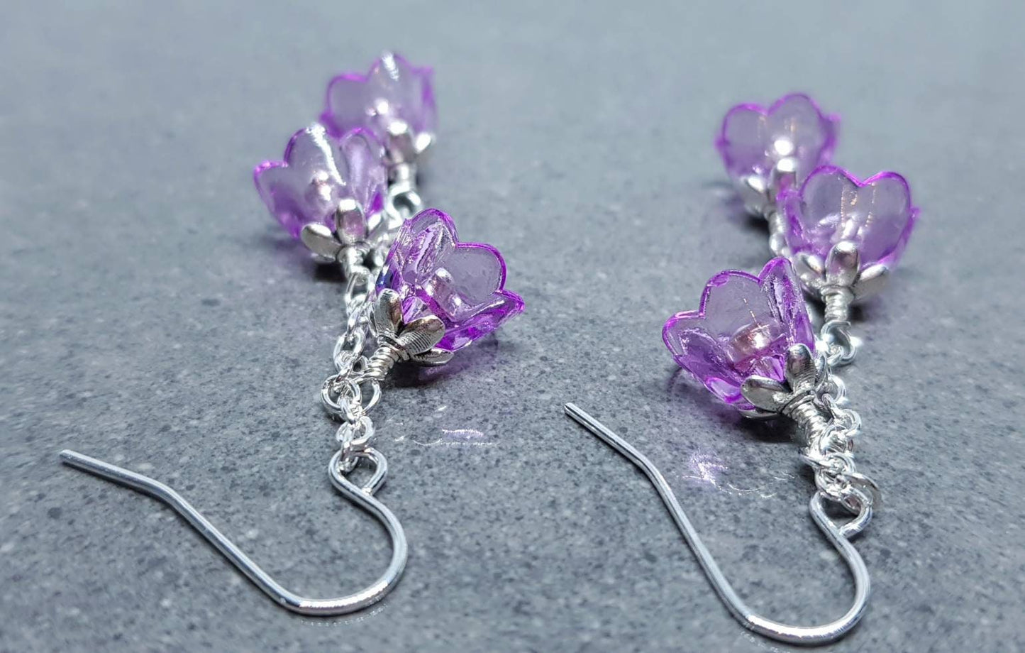 Flower Earrings, Hypoallergenic Ear Wires, Purple Earrings, Boho Jewelry, Simple Vintage Earrings