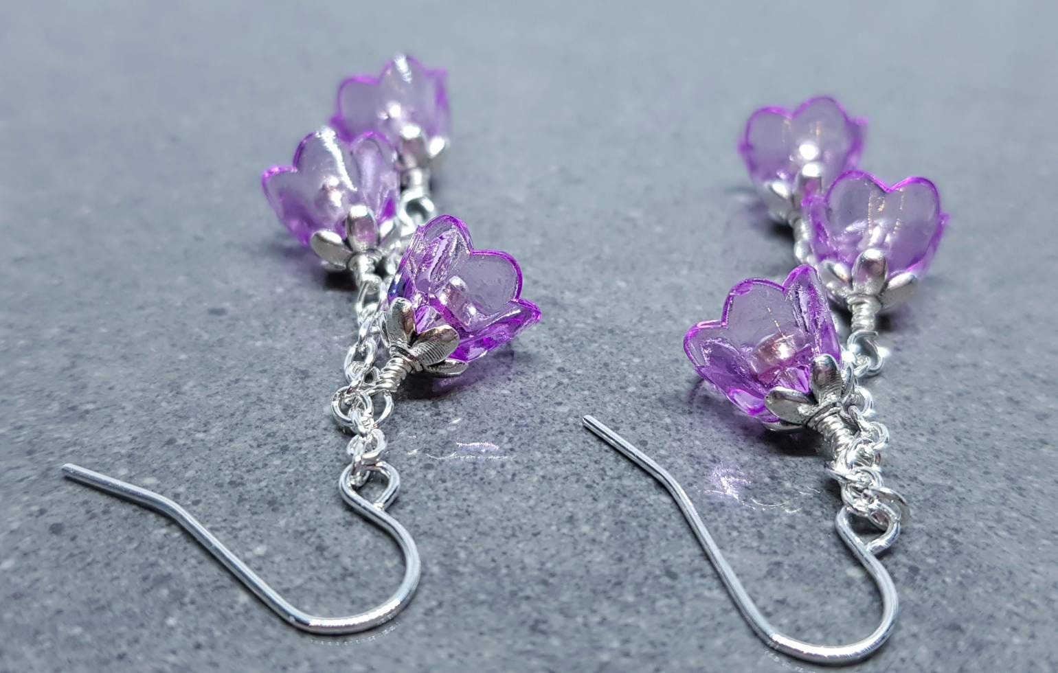 Flower Earrings, Hypoallergenic Ear Wires, Purple Earrings, Boho Jewelry, Simple Vintage Earrings