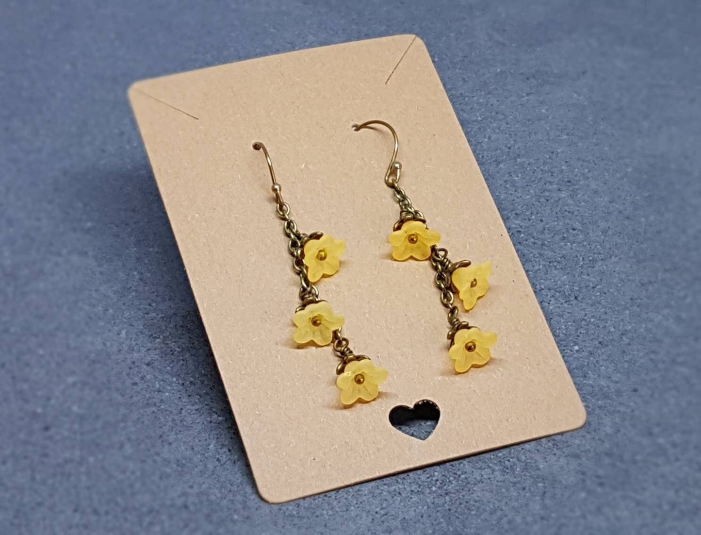 Flower Earrings, Hypoallergenic Ear Wires, Orange Yellow Earrings, Boho Jewelry, Simple Vintage Earrings