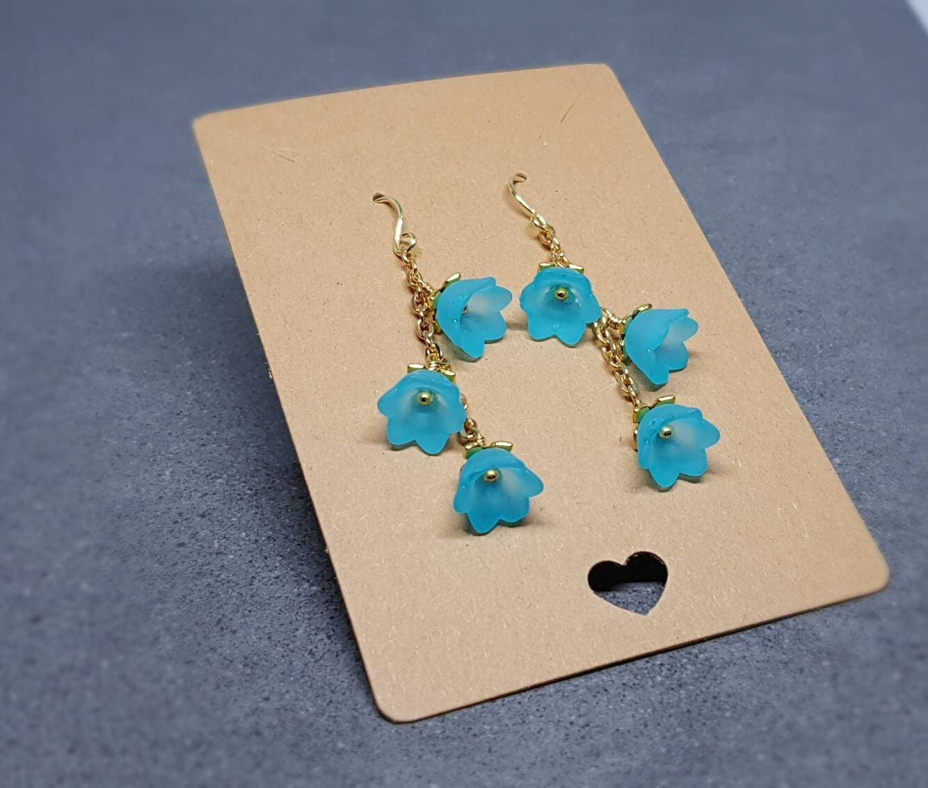 Flower Earrings, Hypoallergenic Ear Wires, Torquoise Earrings, Boho Jewelry, Simple Vintage Earrings