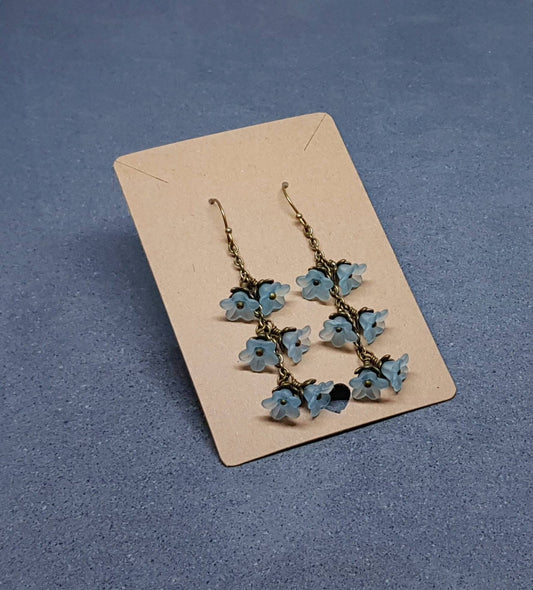 Flower Earrings, Hypoallergenic Ear Wires, Blue/Teal Earrings, Boho Jewelry, Simple Vintage Earrings