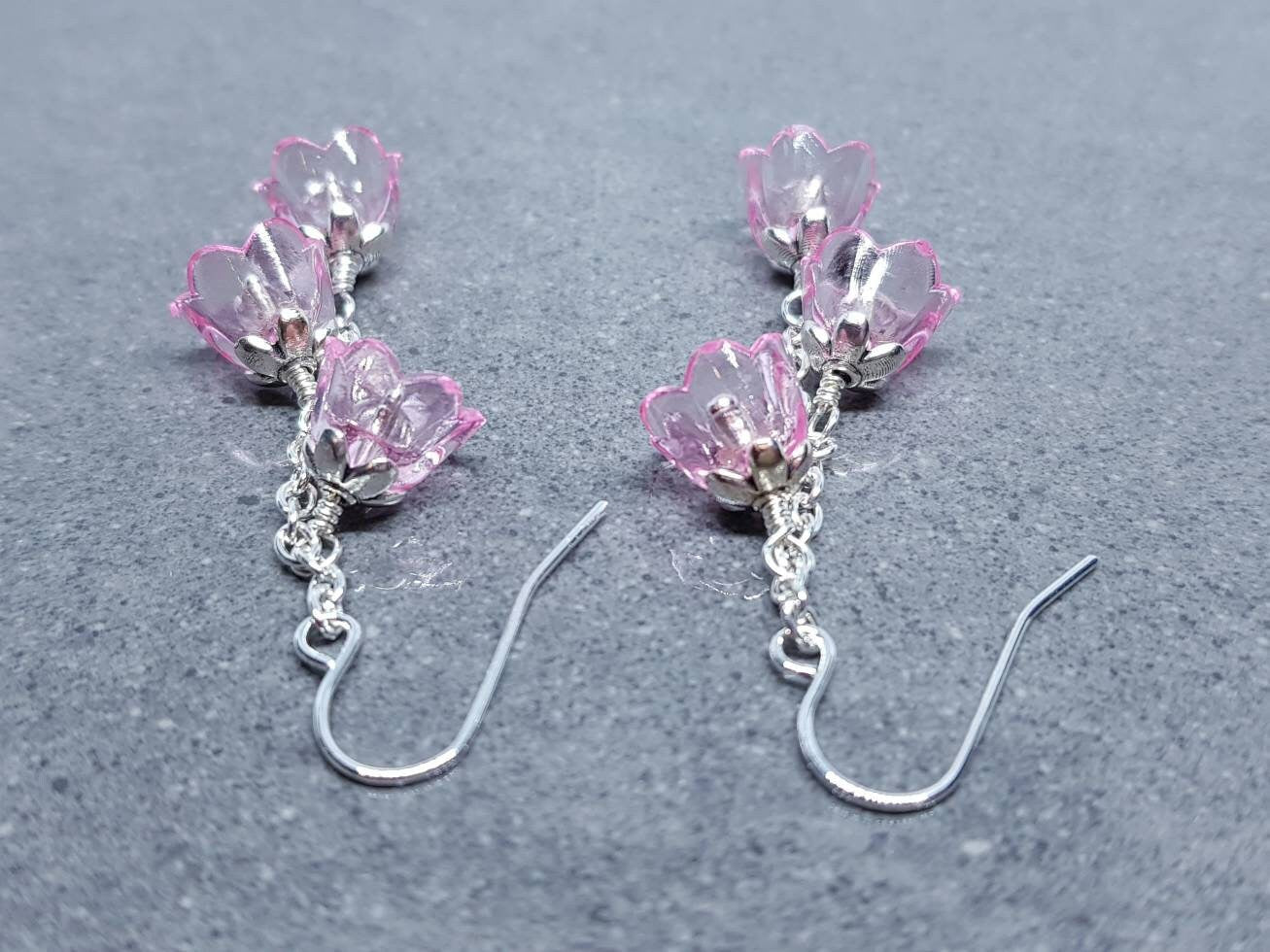 Flower Earrings, Hypoallergenic Ear Wires, pink Earrings, Boho Jewelry, Simple Vintage Earrings