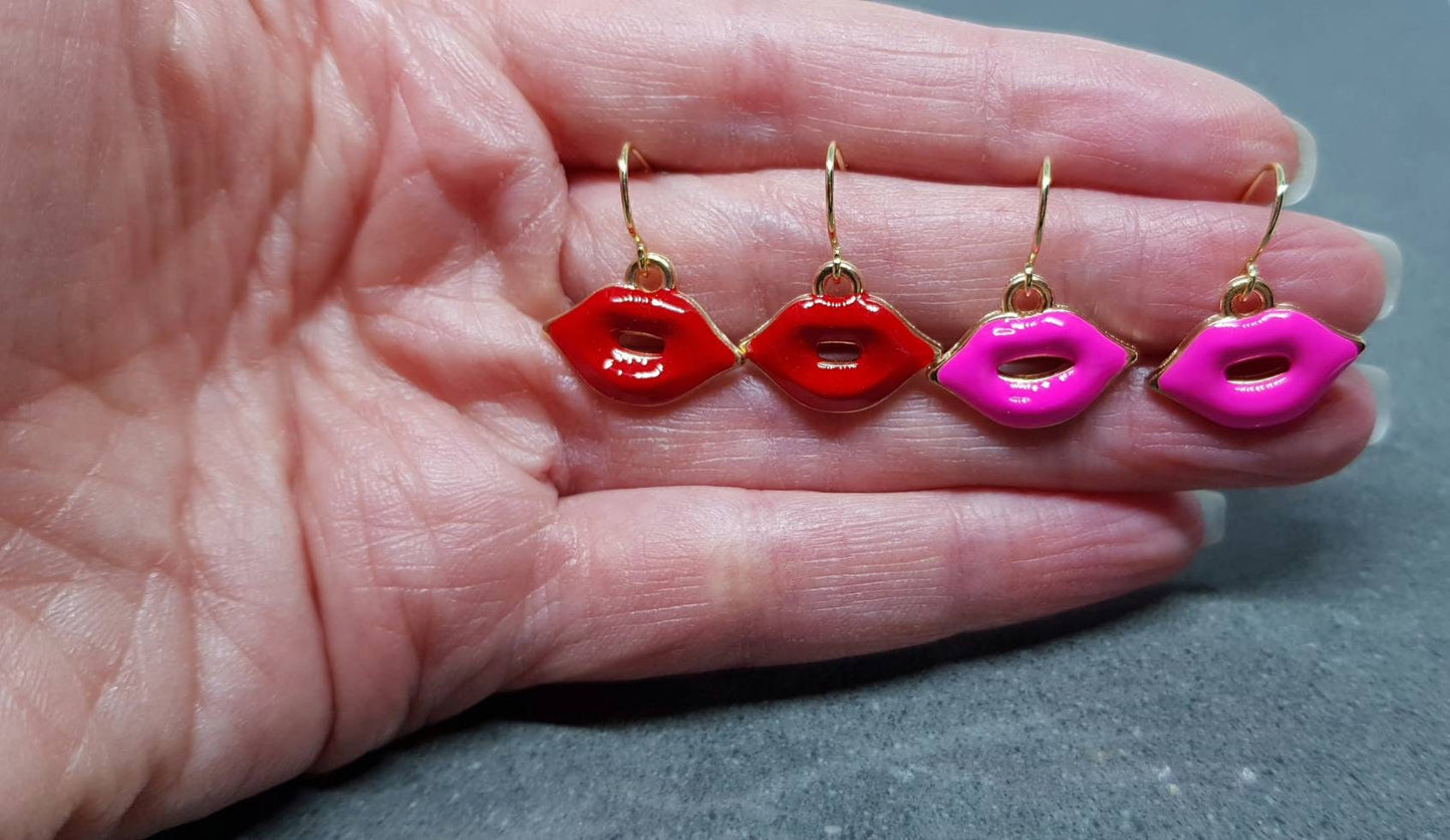 Red Lips Earrings, Pink Lips, Hypoallergenic Earrings, Sexy Lips Earrings, Kitsch Gifts