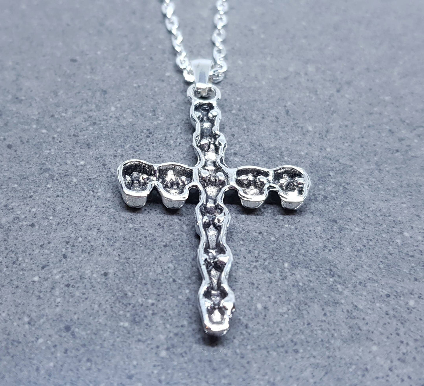 Skull Cross Choker, Gothic Choker, Silver Cross Choker, Cross Necklace, Sterling Silver, Silver Plated